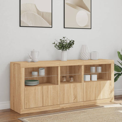 Sideboard mit LED-Leuchten Sonoma-Eiche 162x37x67 cm