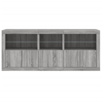 Sideboard mit LED-Leuchten Grau Sonoma 162x37x67 cm