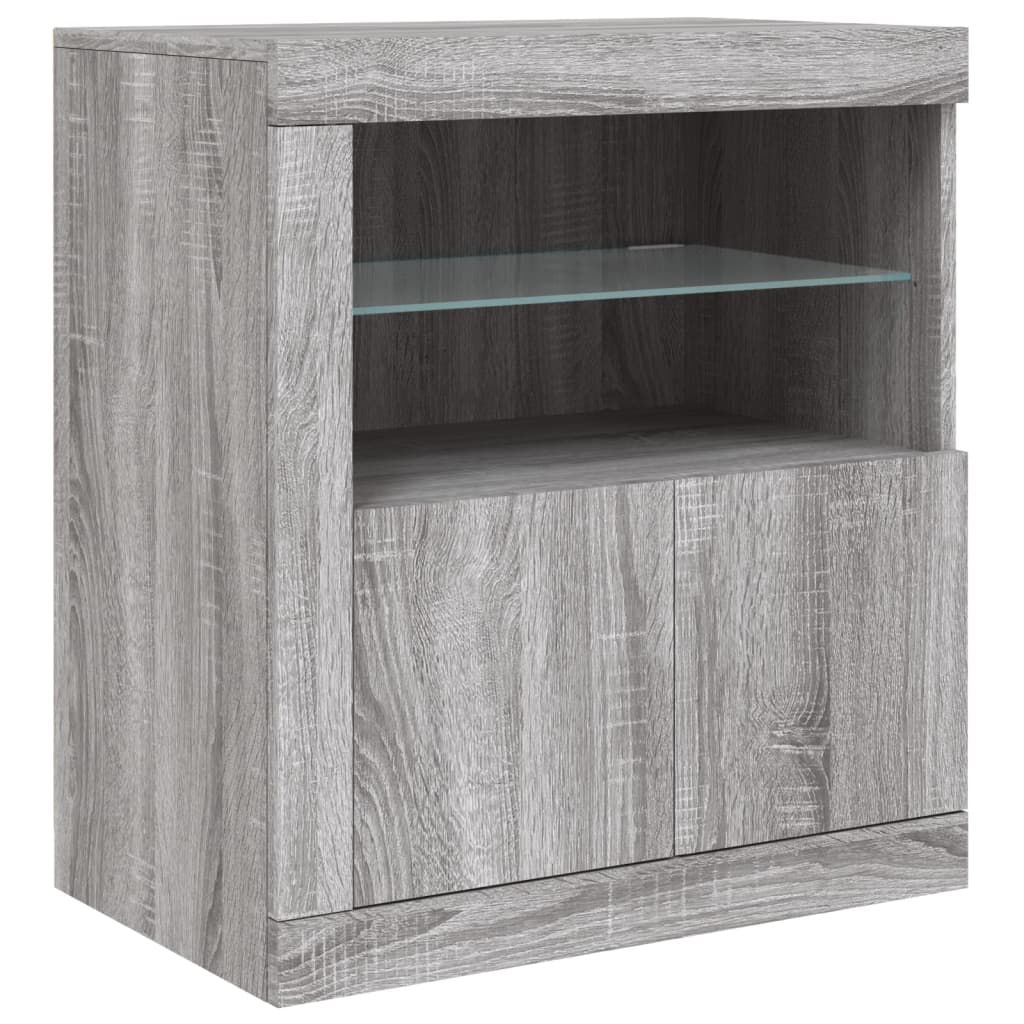 Sideboard mit LED-Leuchten Grau Sonoma 162x37x67 cm