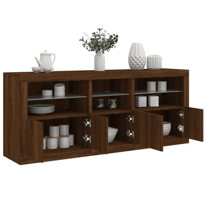 Sideboard mit LED-Leuchten Braun Eichen-Optik 162x37x67 cm