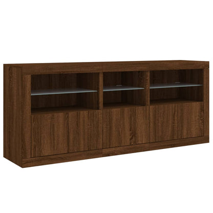 Sideboard mit LED-Leuchten Braun Eichen-Optik 162x37x67 cm