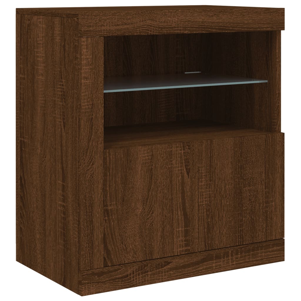 Sideboard mit LED-Leuchten Braun Eichen-Optik 162x37x67 cm