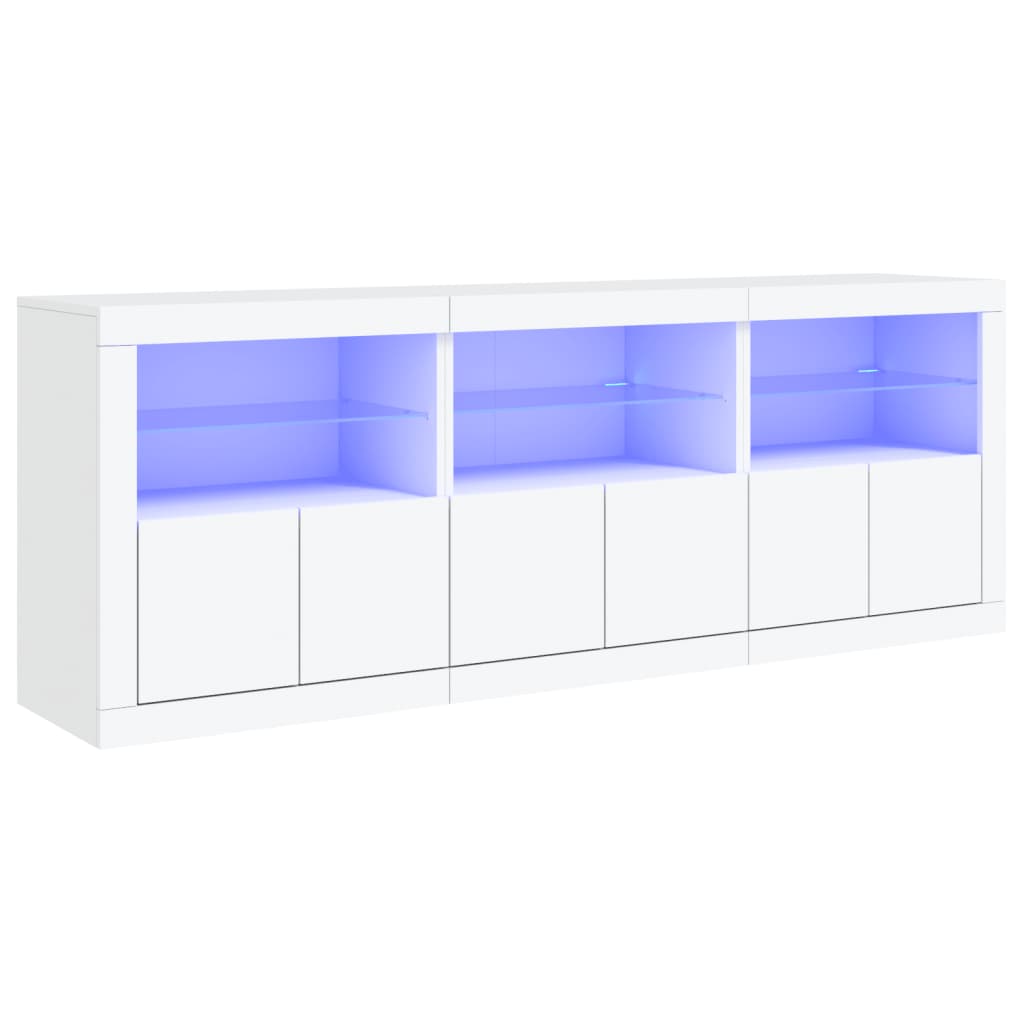 Sideboard mit LED-Leuchten Weiß 181,5x37x67 cm