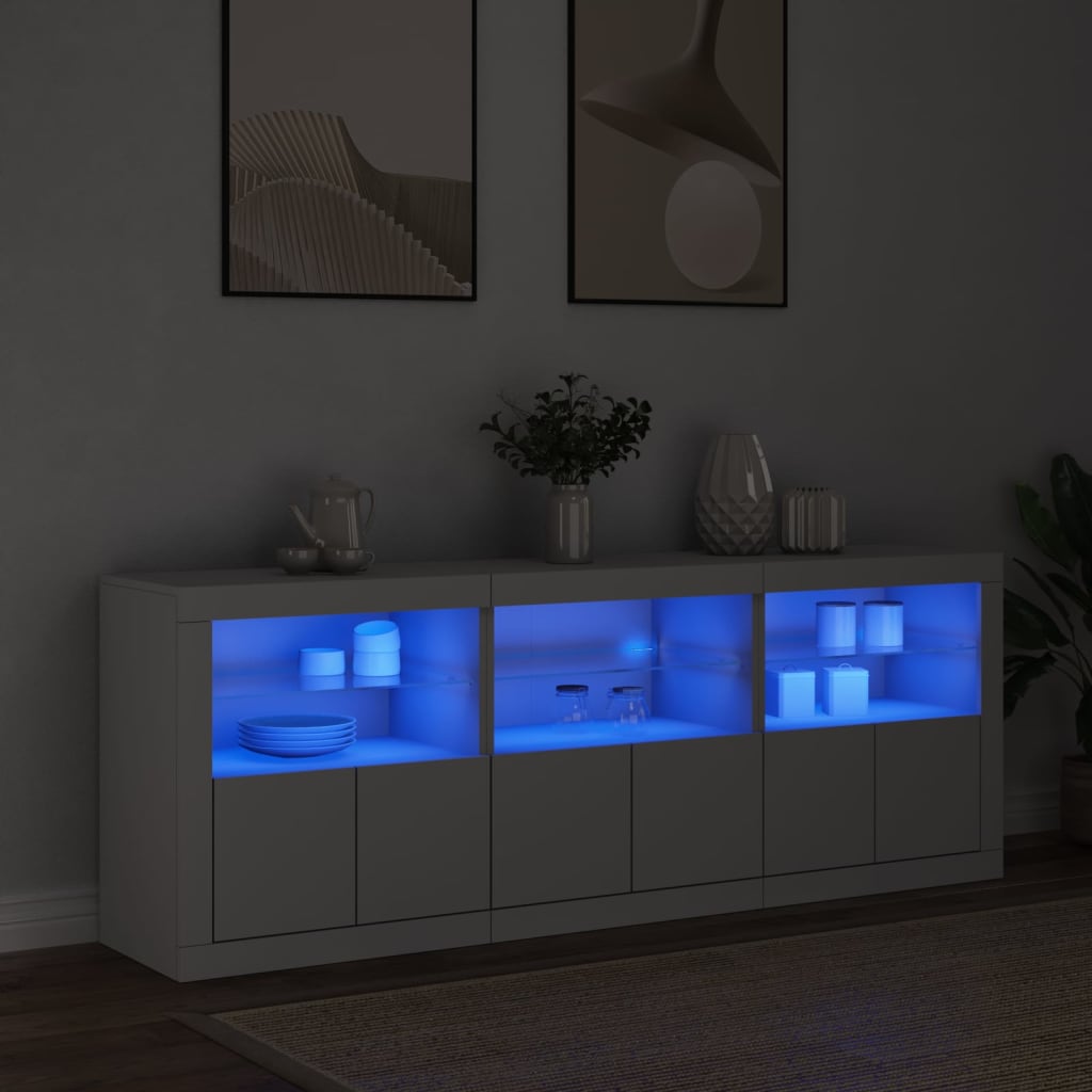 Sideboard mit LED-Leuchten Weiß 181,5x37x67 cm