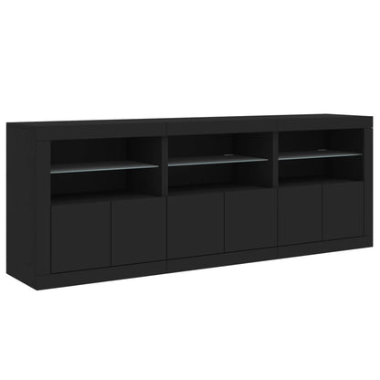 Sideboard mit LED-Leuchten Schwarz 181,5x37x67 cm