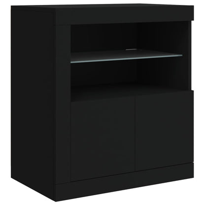 Sideboard mit LED-Leuchten Schwarz 181,5x37x67 cm