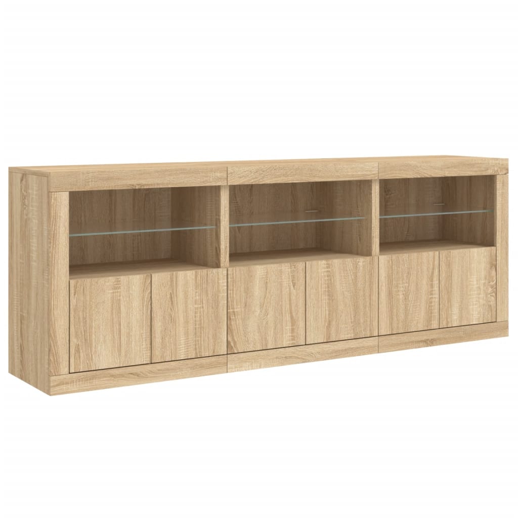 Sideboard mit LED-Leuchten Sonoma-Eiche 181,5x37x67 cm