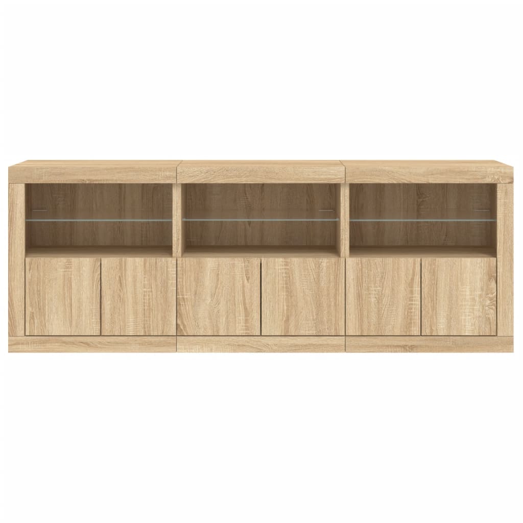 Sideboard mit LED-Leuchten Sonoma-Eiche 181,5x37x67 cm