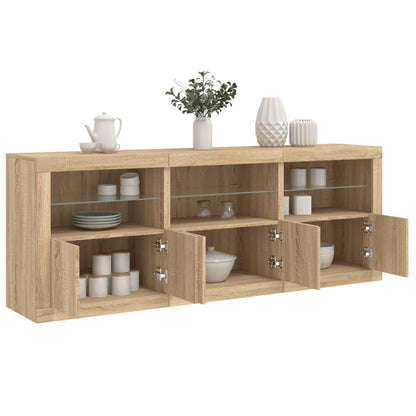 Sideboard mit LED-Leuchten Sonoma-Eiche 181,5x37x67 cm