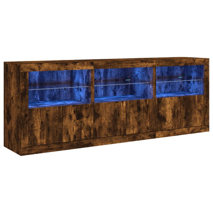 Sideboard mit LED-Leuchten Räuchereiche 181,5x37x67 cm