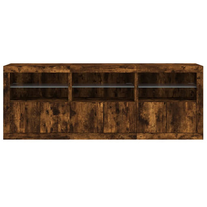 Sideboard mit LED-Leuchten Räuchereiche 181,5x37x67 cm