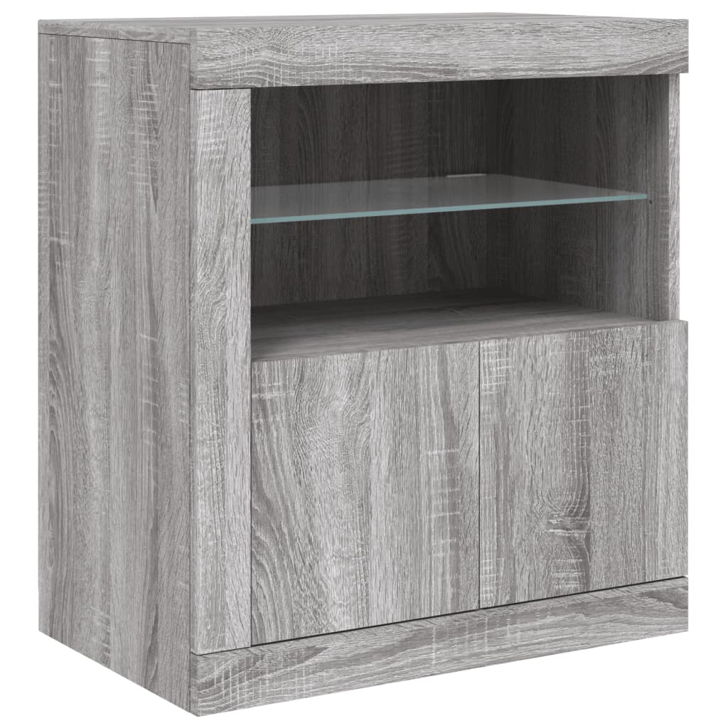 Sideboard mit LED-Leuchten Grau Sonoma 181,5x37x67 cm