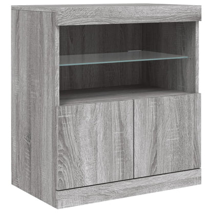 Sideboard mit LED-Leuchten Grau Sonoma 181,5x37x67 cm