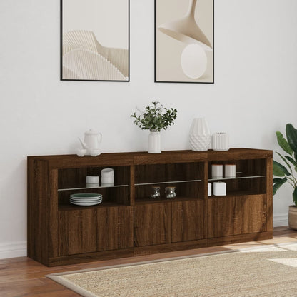 Sideboard mit LED-Leuchten Braun Eichen-Optik 181,5x37x67 cm