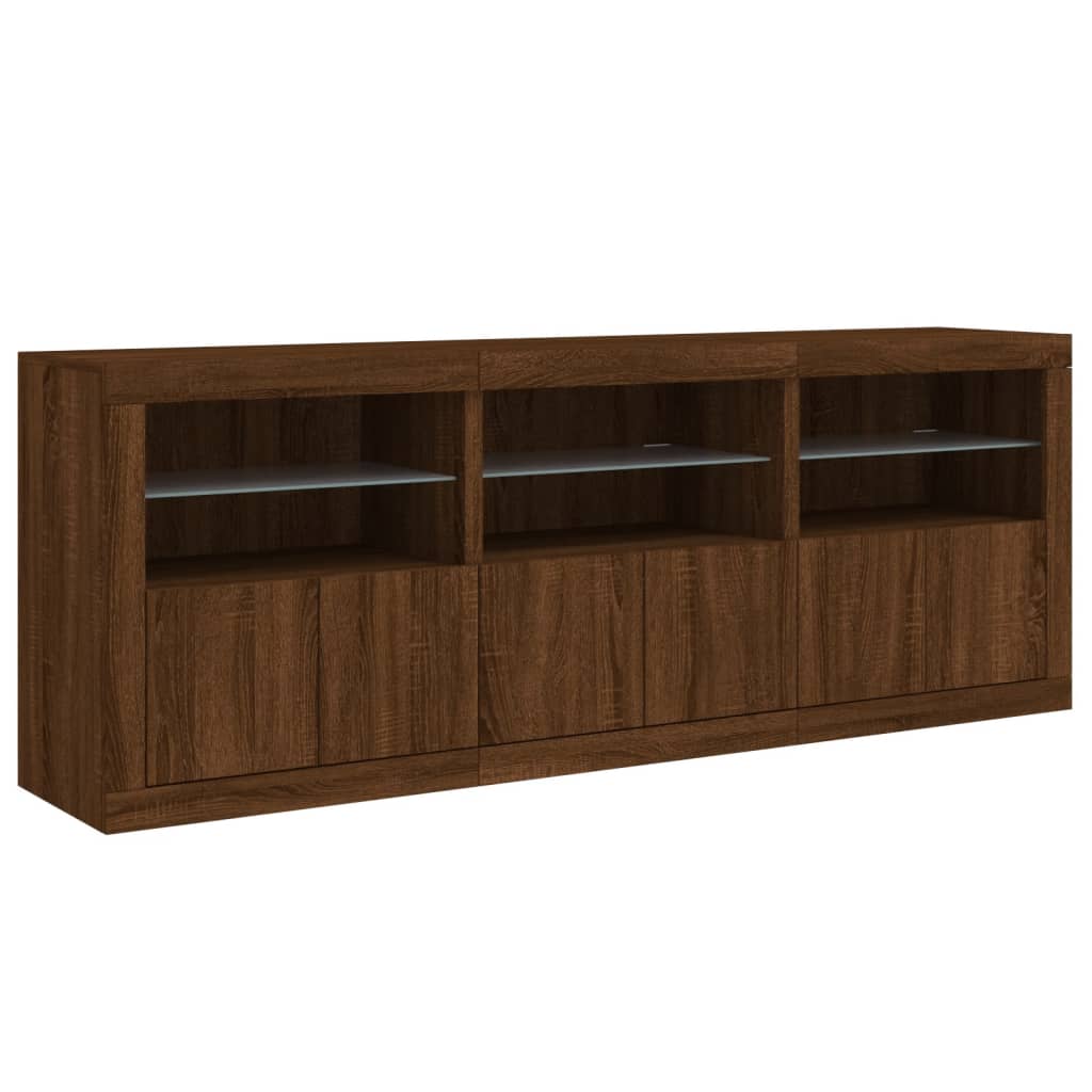 Sideboard mit LED-Leuchten Braun Eichen-Optik 181,5x37x67 cm