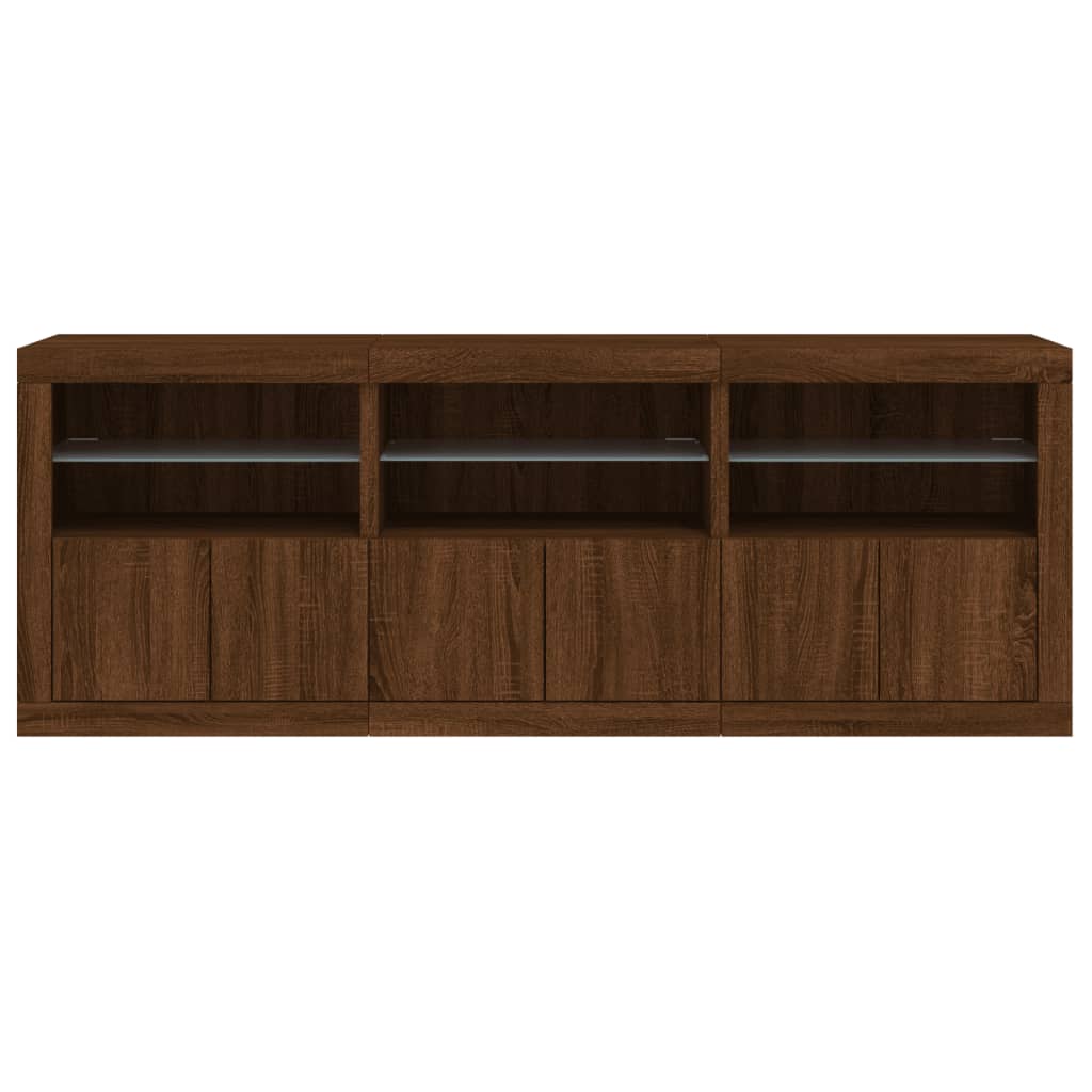 Sideboard mit LED-Leuchten Braun Eichen-Optik 181,5x37x67 cm