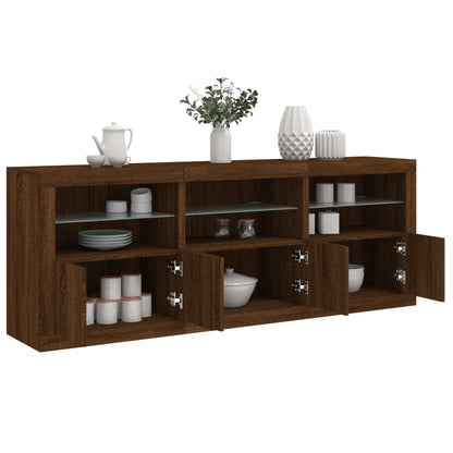 Sideboard mit LED-Leuchten Braun Eichen-Optik 181,5x37x67 cm