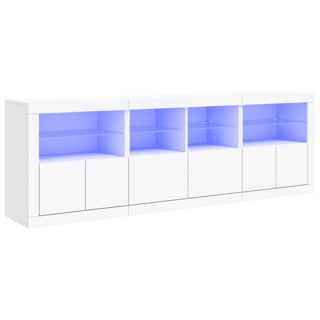 Sideboard mit LED-Leuchten Weiß 202x37x67 cm