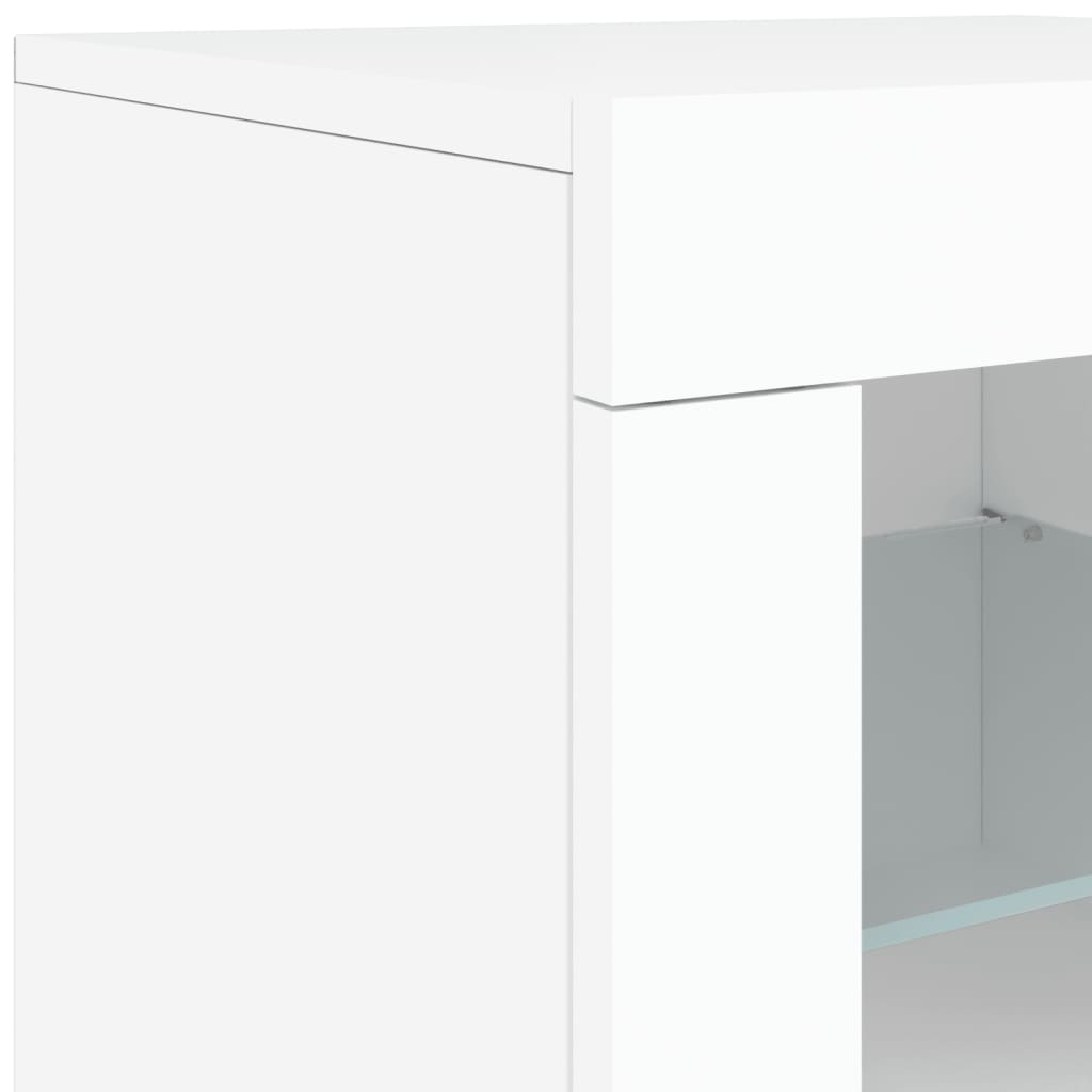 Sideboard mit LED-Leuchten Weiß 202x37x67 cm