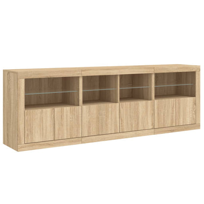 Sideboard mit LED-Leuchten Sonoma-Eiche 202x37x67 cm