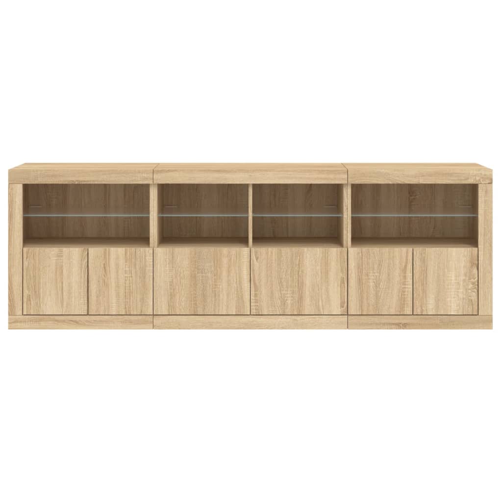 Sideboard mit LED-Leuchten Sonoma-Eiche 202x37x67 cm