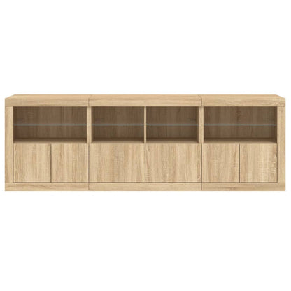 Sideboard mit LED-Leuchten Sonoma-Eiche 202x37x67 cm