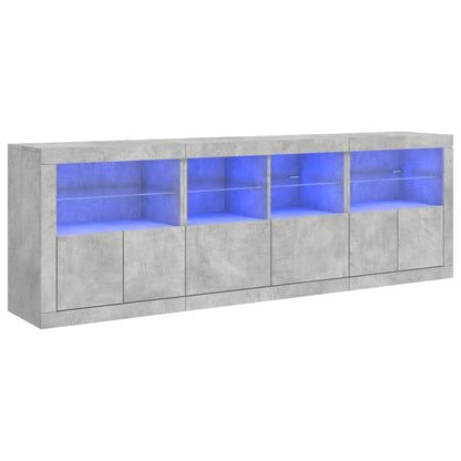 Sideboard mit LED-Leuchten Betongrau 202x37x67 cm