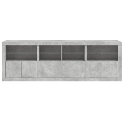 Sideboard mit LED-Leuchten Betongrau 202x37x67 cm