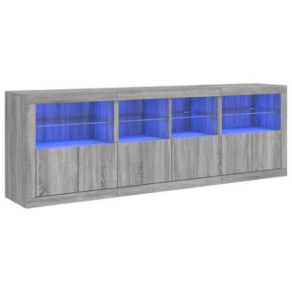 Sideboard mit LED-Leuchten Grau Sonoma 202x37x67 cm