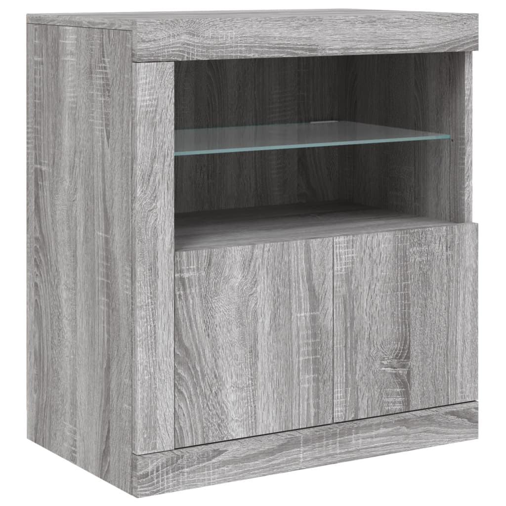 Sideboard mit LED-Leuchten Grau Sonoma 202x37x67 cm