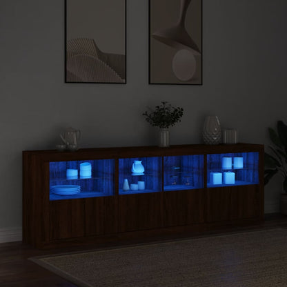 Sideboard mit LED-Leuchten Braun Eichen-Optik 202x37x67 cm