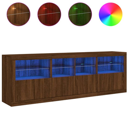 Sideboard mit LED-Leuchten Braun Eichen-Optik 202x37x67 cm