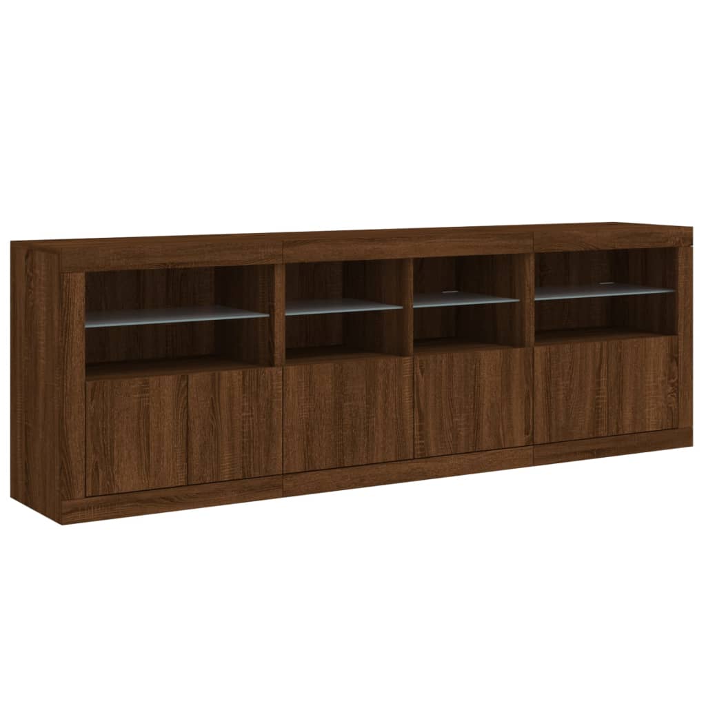 Sideboard mit LED-Leuchten Braun Eichen-Optik 202x37x67 cm