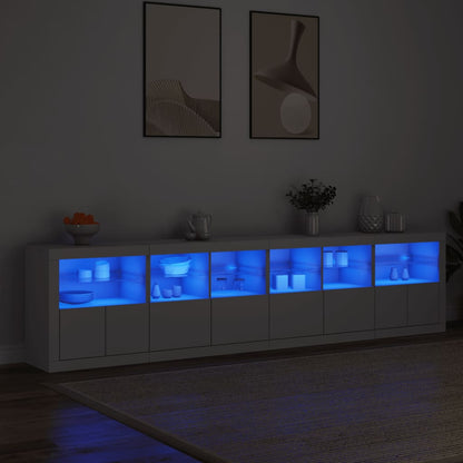 Sideboard mit LED-Leuchten Weiß 283x37x67 cm