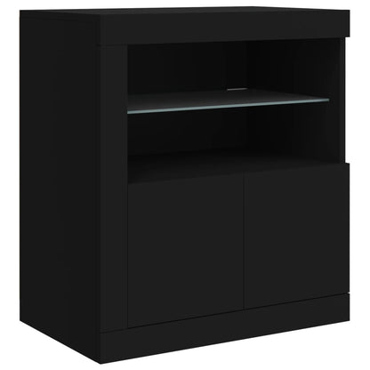 Sideboard mit LED-Leuchten Schwarz 283x37x67 cm