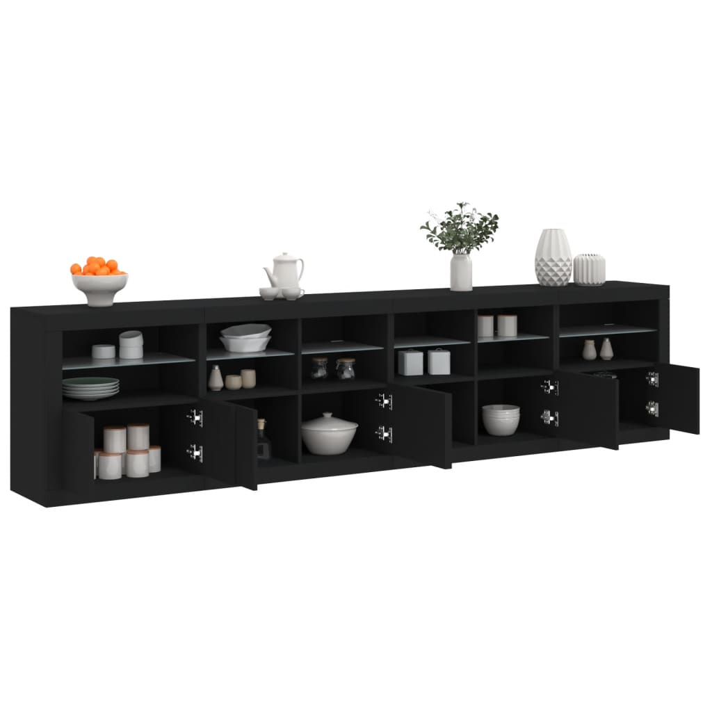 Sideboard mit LED-Leuchten Schwarz 283x37x67 cm