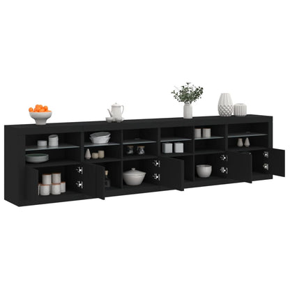 Sideboard mit LED-Leuchten Schwarz 283x37x67 cm