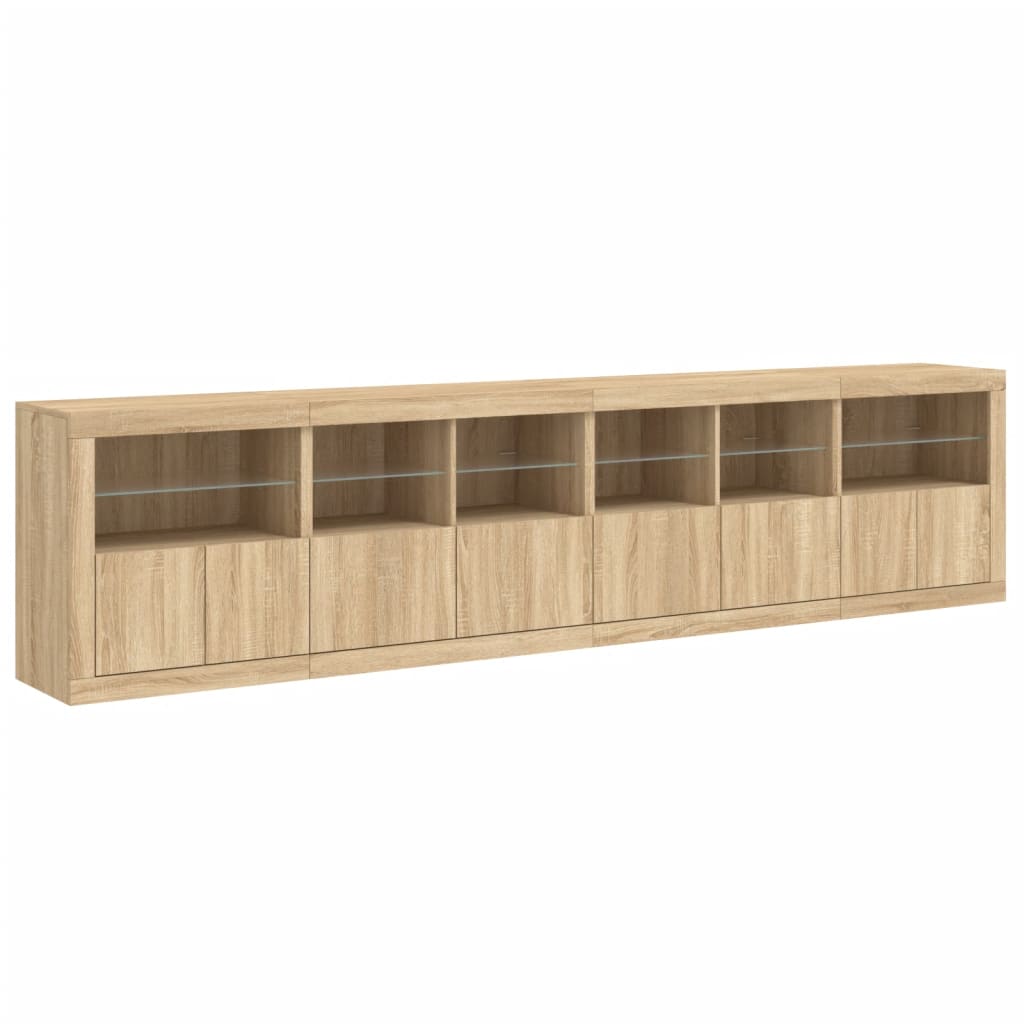 Sideboard mit LED-Leuchten Sonoma-Eiche 283x37x67 cm