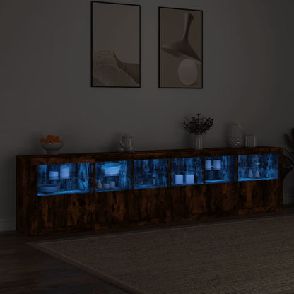 Sideboard mit LED-Leuchten Räuchereiche 283x37x67 cm