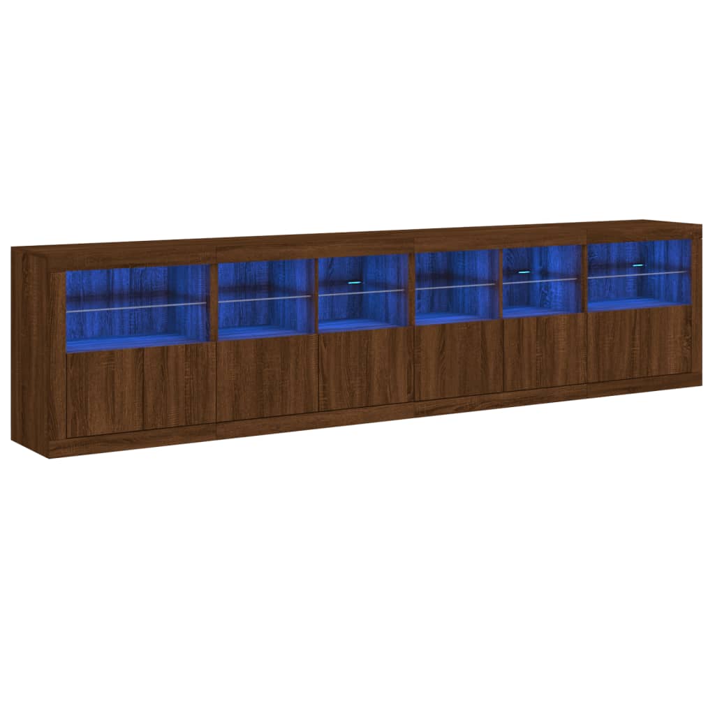 Sideboard mit LED-Leuchten Braun Eichen-Optik 283x37x67 cm