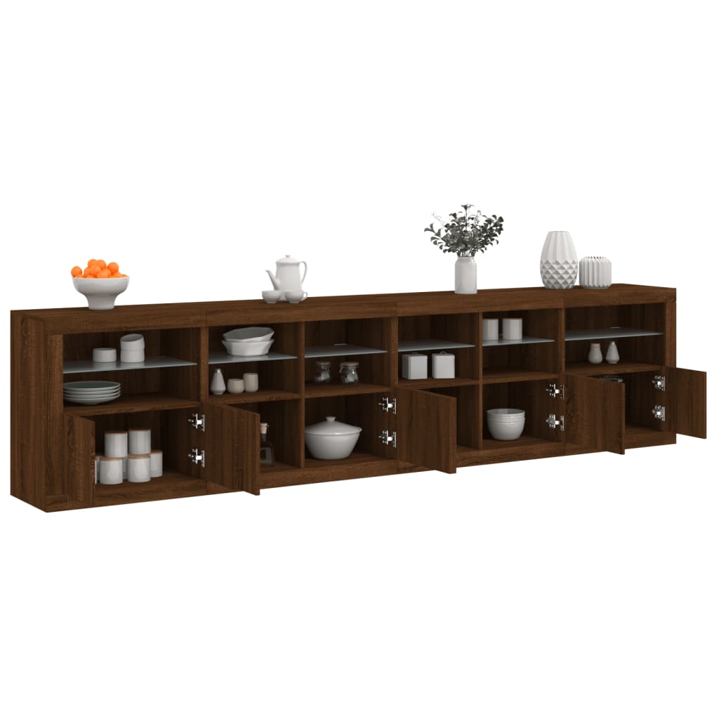 Sideboard mit LED-Leuchten Braun Eichen-Optik 283x37x67 cm