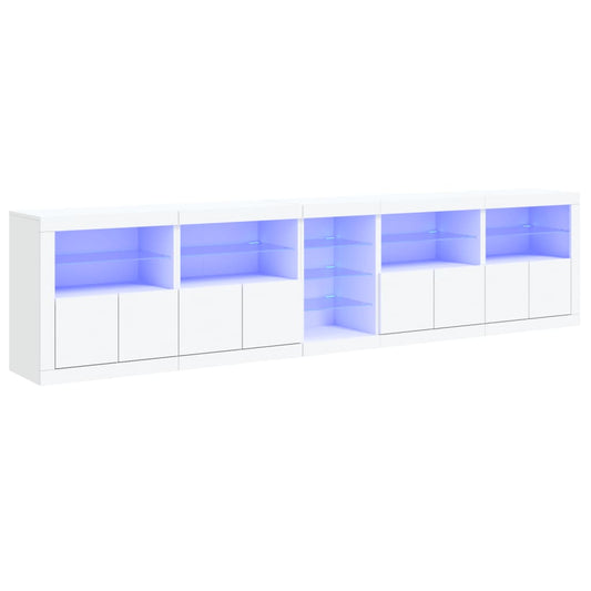 Sideboard mit LED-Leuchten Weiß 283x37x67 cm