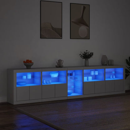 Sideboard mit LED-Leuchten Weiß 283x37x67 cm