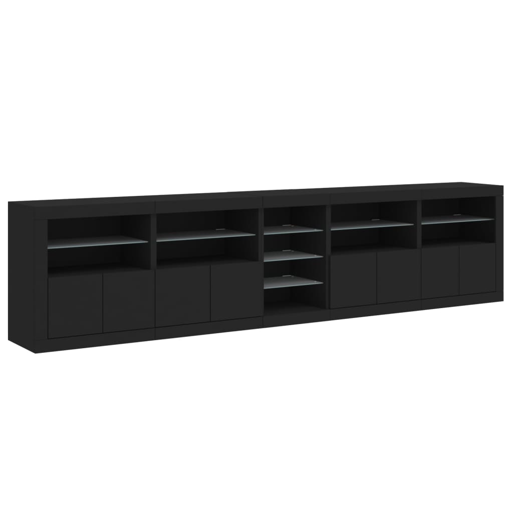 Sideboard mit LED-Leuchten Schwarz 283x37x67 cm