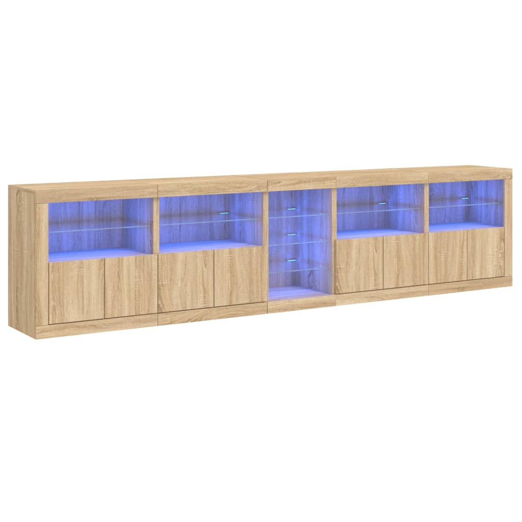 Sideboard mit LED-Leuchten Sonoma-Eiche 283x37x67 cm