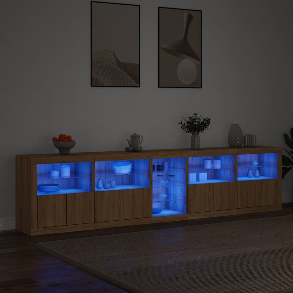 Sideboard mit LED-Leuchten Sonoma-Eiche 283x37x67 cm