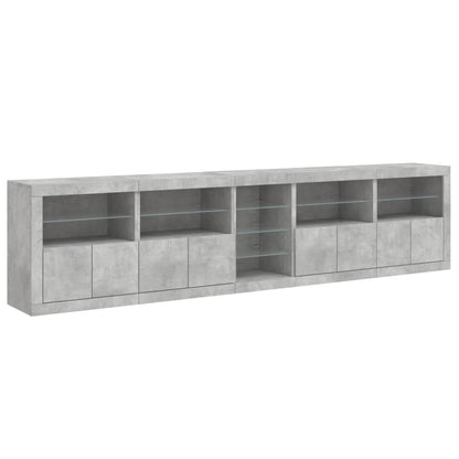 Sideboard mit LED-Leuchten Betongrau 283x37x67 cm