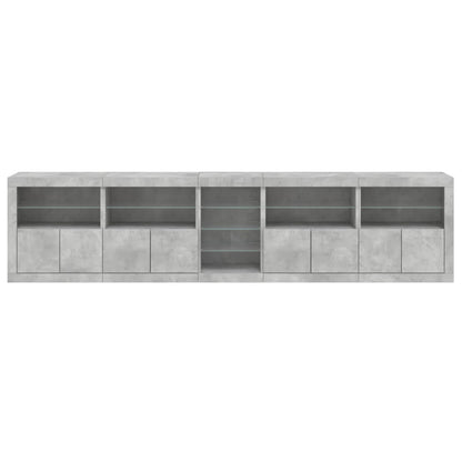 Sideboard mit LED-Leuchten Betongrau 283x37x67 cm