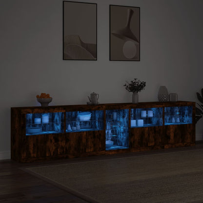 Sideboard mit LED-Leuchten Räuchereiche 283x37x67 cm