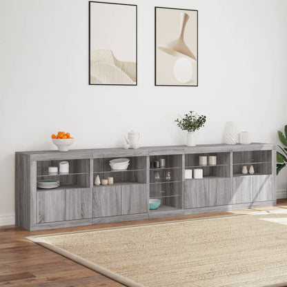 Sideboard mit LED-Leuchten Grau Sonoma 283x37x67 cm